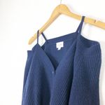 Cami NYC NWOT Elizabeth Sweater Large Blue Merino Wool Cold Shoulder Cardigan Photo 6