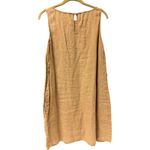 Women's XS Linen Pocket Dress Tan Sleeveless Casual Style Keyhole Back Photo 3