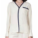 Sleepy Jones Bettina Cardigan In Silk
Charmeuse with Navy Accents cream NEW Blue Photo 0