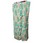 Nimo with Love Ikat Tan Turquoise Linen Pants Sz. S Green Photo 3