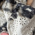 Sea New York Charcoal Cream Eyelet Dress Medium Gray Photo 4