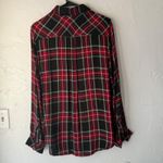 BeachLunchLounge Red Plaid Button Down Shirt Top Long Sleeve Medium Cabin Fall Photo 7