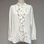Anthro l Pilcro Ruffled Placket Shirt White Photo 1