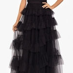 Betsy and Adam Gigi Long Ruffle Mesh Dress Photo 0