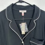 J.Crew Women's Pajama Top Size Medium Black Long Sleeve White Piping Sleepwear Photo 1