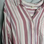 Terra & Sky  Women's Pink Striped Button Down Shirt1X Photo 2