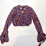 House of Harlow 1960 X REVOLVE Joli Tie Cuff Blouse in Blue Multi XXS Orange Photo 2
