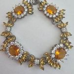 Citrine Silver 925 Crystal Flower Bracelet Gold Photo 0
