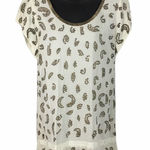 French Connection  White & Brass Bead Cotton Dress Size 4 Photo 0