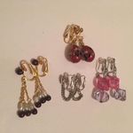 Trifari Lot Of 4 Costume Earrings Vintage Clip On Avon Sarah Cov  Cloisonné Photo 1