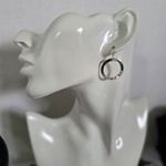 Boutique Silver Choker Necklace with Orange Enamel Circle Pendant and Earrings Set Photo 8