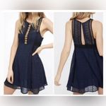 Free People Wherever You Go Crochet Mini Dress in Navy Blue Sleeveless Size 0 Photo 1