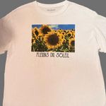 Juniors “Fleurs Du Soleil” White Short Sleeve Graphic Sunflower T Photo 1