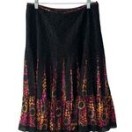 Free People Silk / Lace Boho MIDI Skirt Pleats Size 8 Color is Black / Hot Pink Photo 0