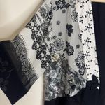 Spencer Alexis Womens Large Black White Kimono Lace Floral Boho Sheer top Photo 9