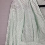 Something Navy Mint Green Long Sleeve V-neck Peplum Wrap Top Polka Dot XXS Photo 1