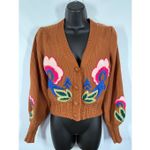 Allison New York NATALIA CARDIGAN front button knit floral size extra small NWOT Orange Photo 2