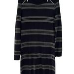 Premise Striped Knit Sweater Dress with Shoulder Zippers - Black & Gray Size L Photo 0
