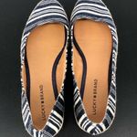 Lucky Brand Tilly Navy White Striped Round Toe Espadrille Wedges Photo 6