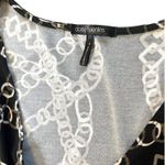 Daisy Fuentes  Womens Small Chain DRESS Black Taupe White Belt V Neck Mob Wife Photo 4