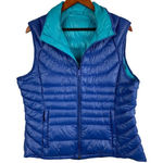 Bernardo Packable Womens Down Puffer Vest Blue Teal Reversible Nylon Lightweight Photo 0