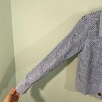 Rachel Zoe Women Blue Eyelet Knit Long Sleeve Collared Button Up Cardigan Size S Photo 6