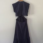 ALC Frank A.L.C. Alexandria Cotton Midi Dress Cap Sleeves Cutout Navy Size 8 Photo 9