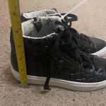 P448 NWOT Black Fantasy Glitter Croc Embossed High-Top Gym Shoe Sneaker Photo 14