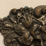 Antique Victorian Brass Floral Water Lily Vintage Brooch Shoulder Pin Silver Photo 2