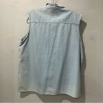 At Last Vintage 90s Chambray Shirt Large Sleeveless Cotton Denim Floral Embroidery NEW Photo 4