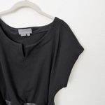 Anthropologie [] Black Faux Leather Tie Waist Short Sleeve V-Neck Top Sz Small S Photo 11