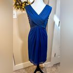 Adrianna Papell Bandage Bodice Silk Blend Blue Knee Length Cocktail Dress Sz 4 Photo 8