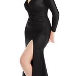 Cynthia & Sahar Long Sleeve Draped Stretch Satin Mermaid Dress Black M CS102 NWT Size M Photo 10