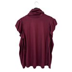 Enza Costa Small Long Sleeve Turtleneck Burgundy Puff Shoulder Ruched Fall Basic Red Photo 4