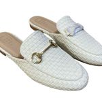 New Shu Shop Tulia Basket Weave Loafer Mule Gold Bit White Size 8 Photo 0