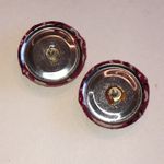 Vintage Red Floral Paisley Fabric Button Earrings Photo 3