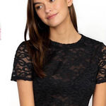 Johnny Was New.  black lace top. Runs big. XXS. Retails $150 Photo 1