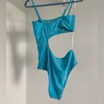Aerie NWT  Terry Cut Out Strapless One Piece Swimsuit in Big Sur XL Photo 2