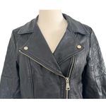 River Island Vintage Quilted Leather Moto Biker Black Jacket Size UK 12 US 8 Photo 4