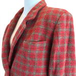 Eddie Bauer Wool Blazer Jacket Red Plaid Lined Holiday Womens Size Medium Photo 5