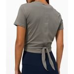 Lululemon  Time To Restore Sage Gray Short Sleeve Wrap Around T Shirt Womens Sz 4 Photo 1