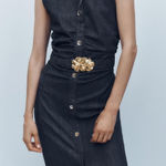 ZARA  draped denim midi belted dress NWT size XL Photo 0