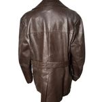 Vintage 70s Brown Leather Safari Jacket Belted Boho Utility Coat Women's M/L Size XL Photo 8