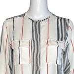 Who What Wear  Shirt Womens Extra Small White Black Red Stripe Blouse Office Work Photo 4