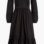 J.Crew  Eyelet-Trim Black Midi Dress Cotton‎ Poplin Size Medium Photo 0