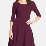 Ivanka Trump Sweater Dress LARGE Burgundy Ribbed Knit A-Line Fit & Flare Midi Photo 0