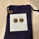 Tory Burch  Gold and Navy Flower Earrings and Dust bag Photo 0