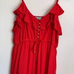 Melissa Obadash Bethan Frill Tiered Midi Dress in Red Size L Photo 5