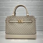 Michael Kors Satchel Reed Large Belted Satchel Purse Light Cream Multi Photo 0