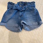 Blue Spice  Paperbag Waist Denim Shorts Women’s Size 0 High Rise Tie Belt Photo 1